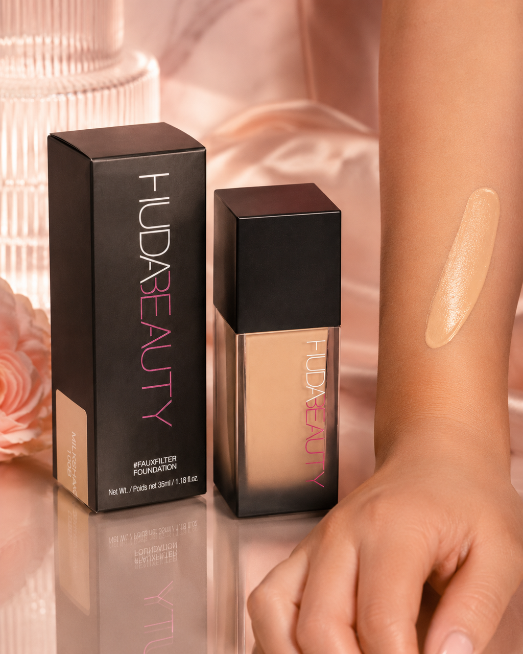 Huda Beauty FauxFilter Foundation – Milkshake 100B | Full Coverage Liquid Foundation