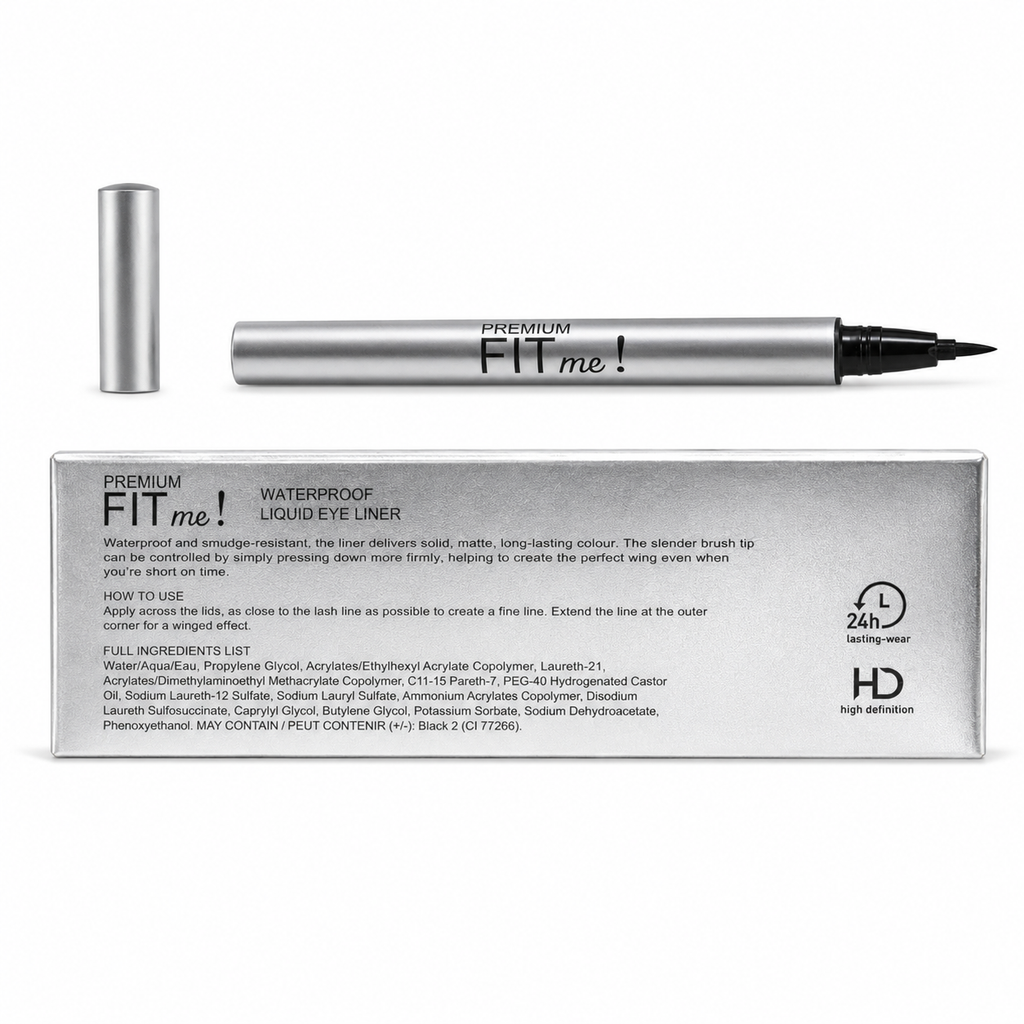 Premium FIT me! Waterproof Liquid Eye Liner – Intense Black Precision Eyeliner Pen | Smudge-Resistant All-Day Wear