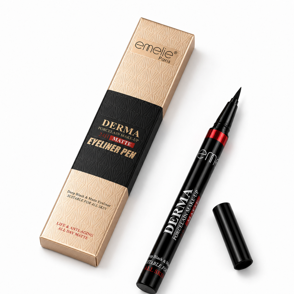 Emelie Paris Derma Matte Eyeliner Pen – Deep Black Waterproof Liquid Eyeliner | Precision Tip & All-Day Wear
