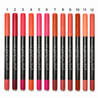 Huda Beauty 12 Color Lip Crayon Set – Dual-Ended Matte Lipstick & Lip Liner Collection | Bold, Smooth & Everyday Glam