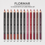 Flormar Waterproof Lip Liner Pencil Set – 12 Shade Lip Contour Collection | Smooth, Bold & Long-Lasting