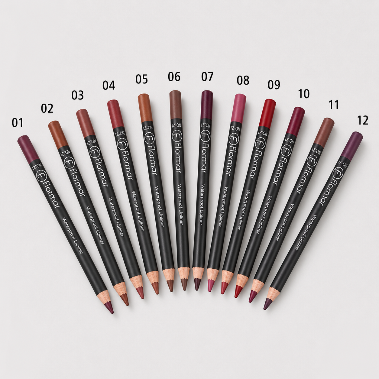 Flormar Waterproof Lip Liner Pencil Set – 12 Shade Lip Contour Collection | Smooth, Bold & Long-Lasting