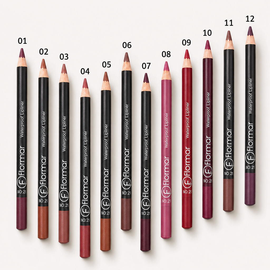 Flormar Waterproof Lip Liner Pencil Set – 12 Shade Lip Contour Collection | Smooth, Bold & Long-Lasting