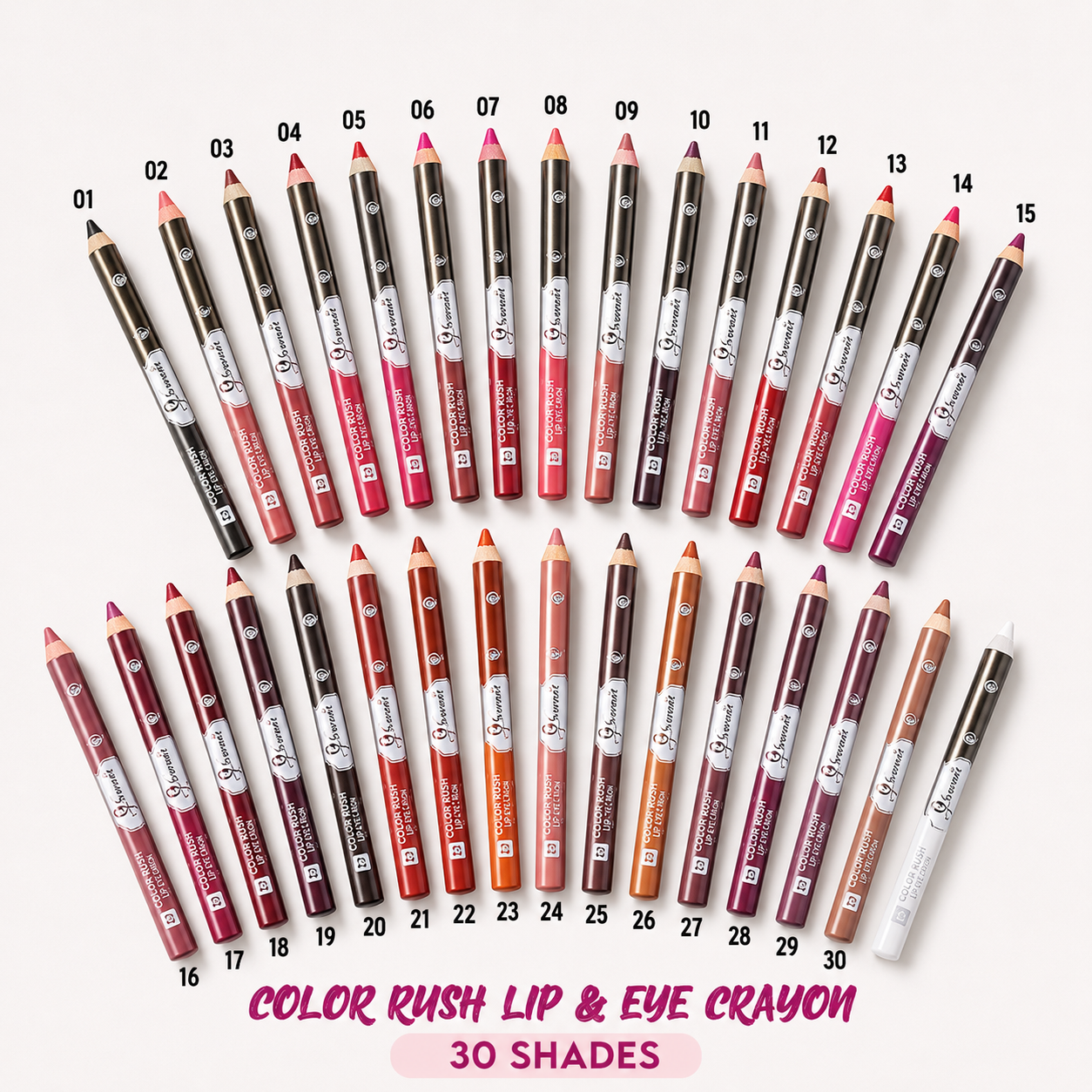 B Sweet Color Rush Lip & Eye Crayon – Multi-Use Lip Liner & Eyeliner Pencil | Smooth Matte Color, Numbered Shades