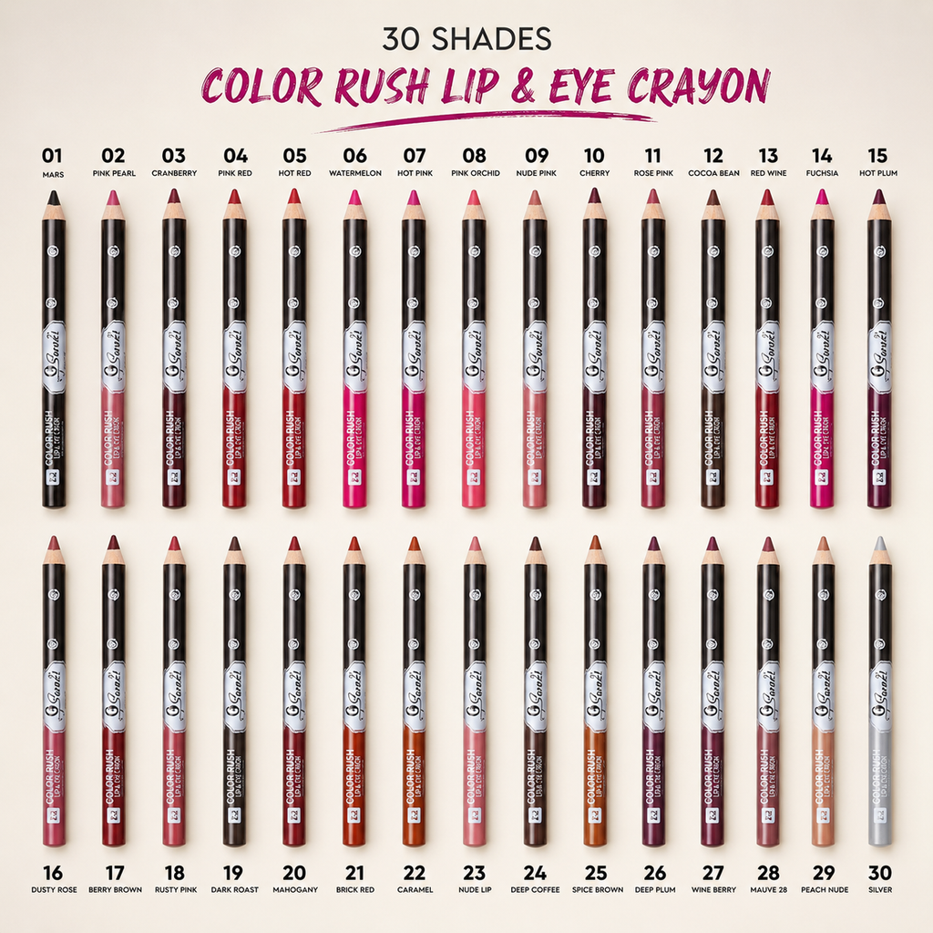 B Sweet Color Rush Lip & Eye Crayon – Multi-Use Lip Liner & Eyeliner Pencil | Smooth Matte Color, Numbered Shades