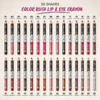 B Sweet Color Rush Lip & Eye Crayon – Multi-Use Lip Liner & Eyeliner Pencil | Smooth Matte Color, Numbered Shades