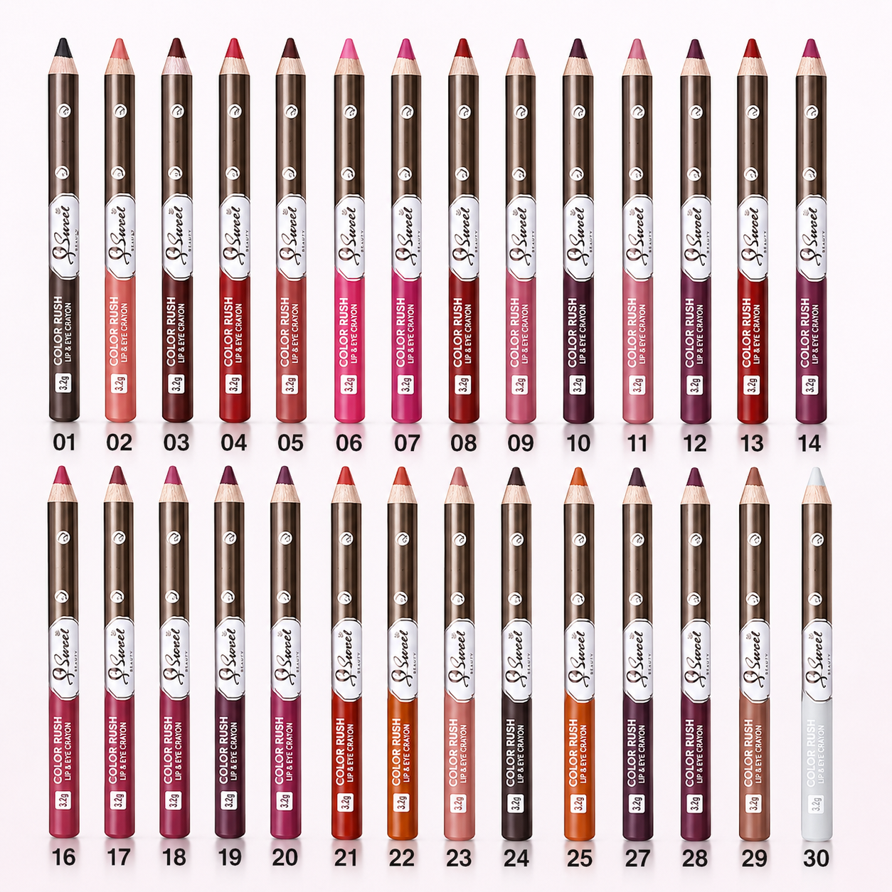 B Sweet Color Rush Lip & Eye Crayon – Multi-Use Lip Liner & Eyeliner Pencil | Smooth Matte Color, Numbered Shades