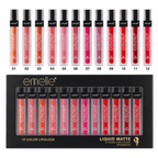 Emelie 12 Colors Lipgloss Kit   – Liquid Matte Waterproof Lip Gloss Collection | Long-Lasting 24H Glam Lip Kit