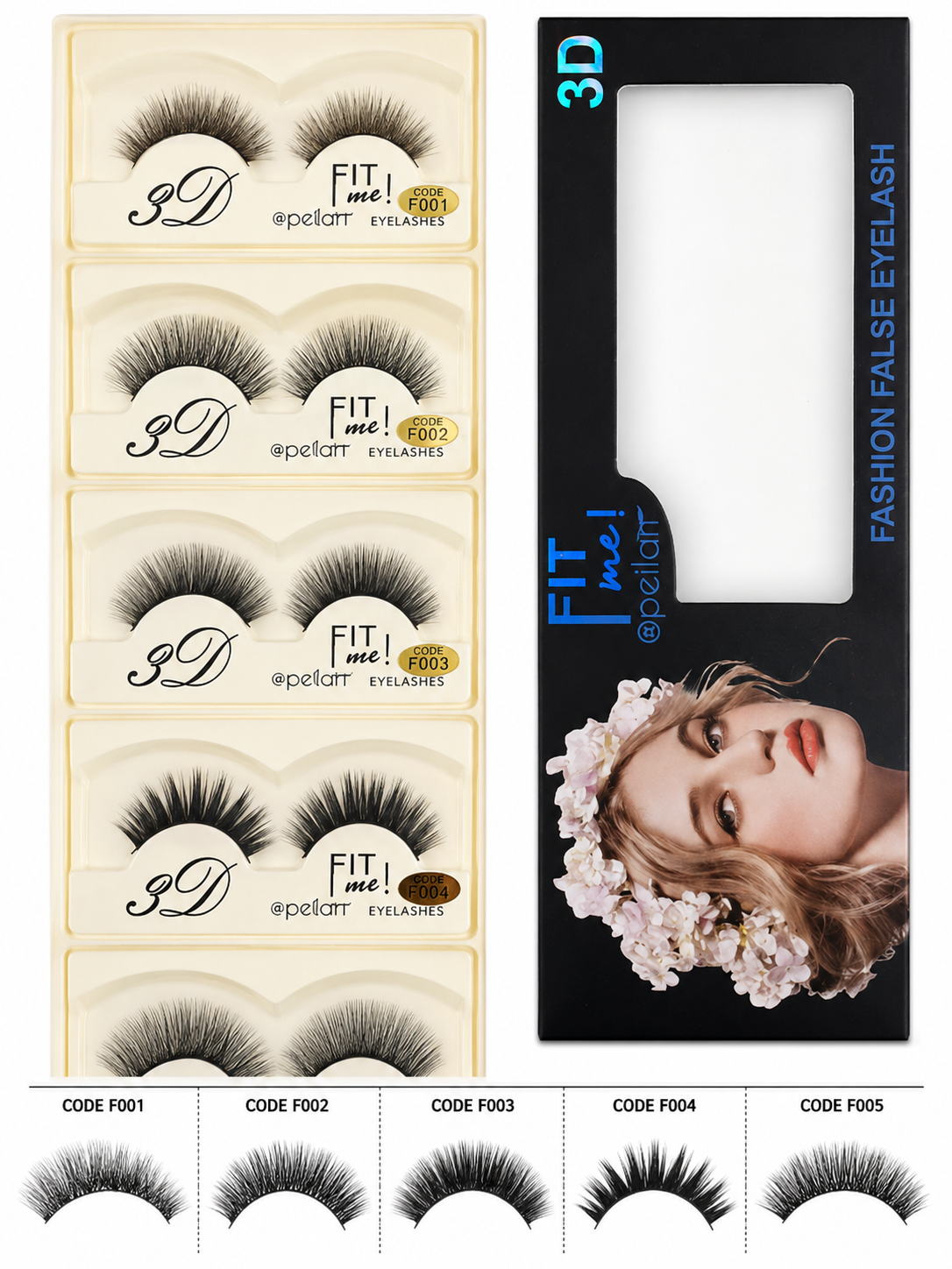 3D Fashion False Eyelashes – 5 Pair Glam Lash Set | Fluffy, Wispy & Reusable