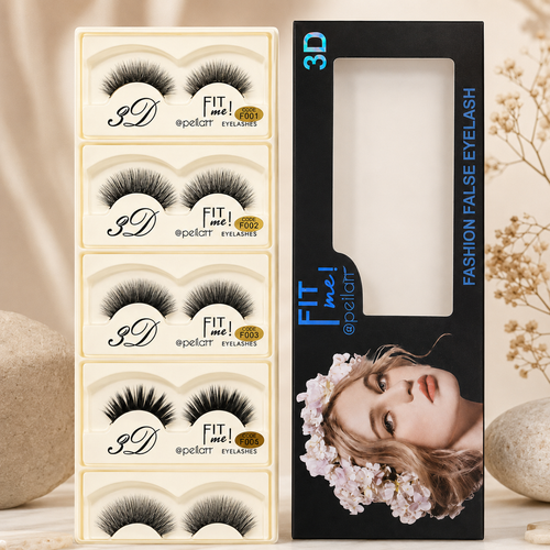 3D Fashion False Eyelashes – 5 Pair Glam Lash Set | Fluffy, Wispy & Reusable