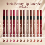 Hania Beauty 12-Piece Lip Liner Pencil Set – Waterproof Matte Lip Liners | 12 Numbered Shades for Easy Selection