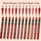 Hania Beauty 12-Piece Lip Liner Pencil Set – Waterproof Matte Lip Liners | 12 Numbered Shades for Easy Selection