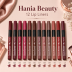 Hania Beauty 12-Piece Lip Liner Pencil Set – Waterproof Matte Lip Liners | 12 Numbered Shades for Easy Selection
