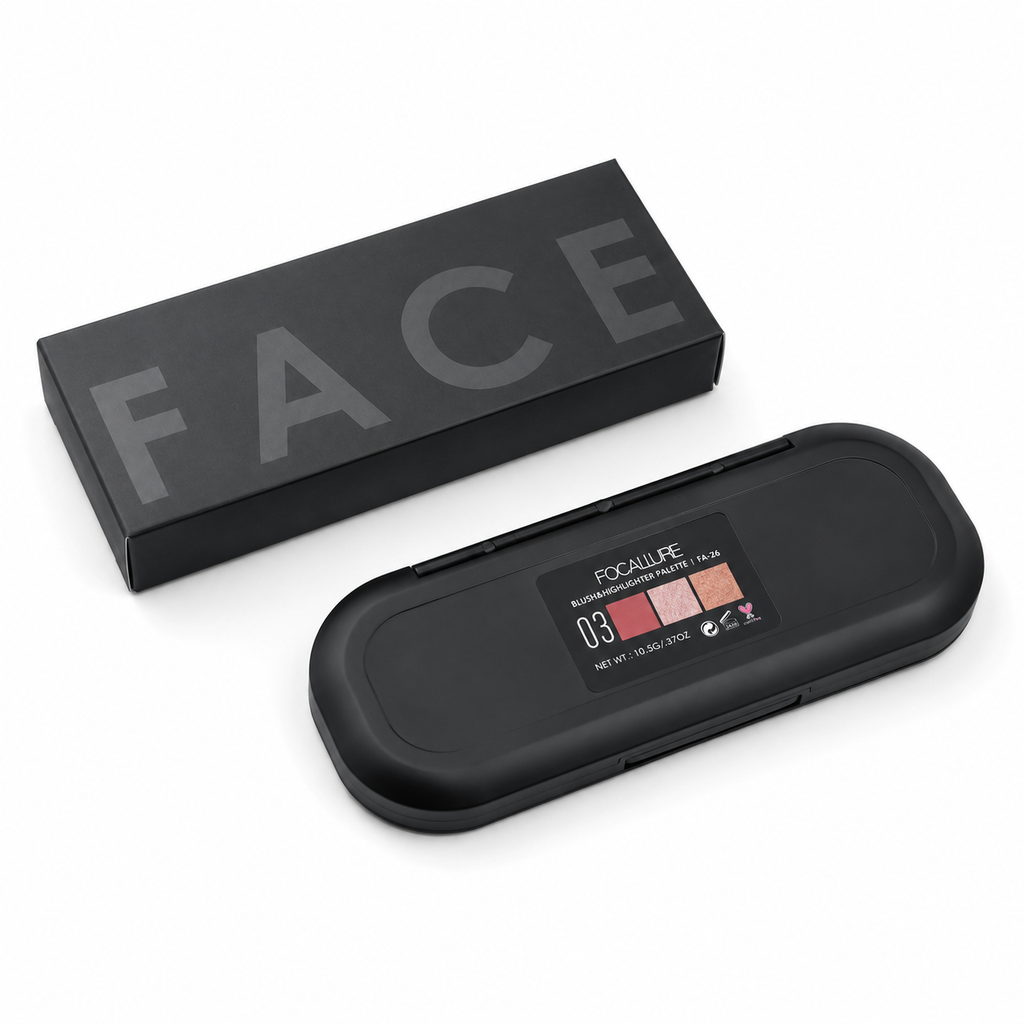 Focallure FACE 3-in-1 Blush & Highlighter Palette – Shades 03