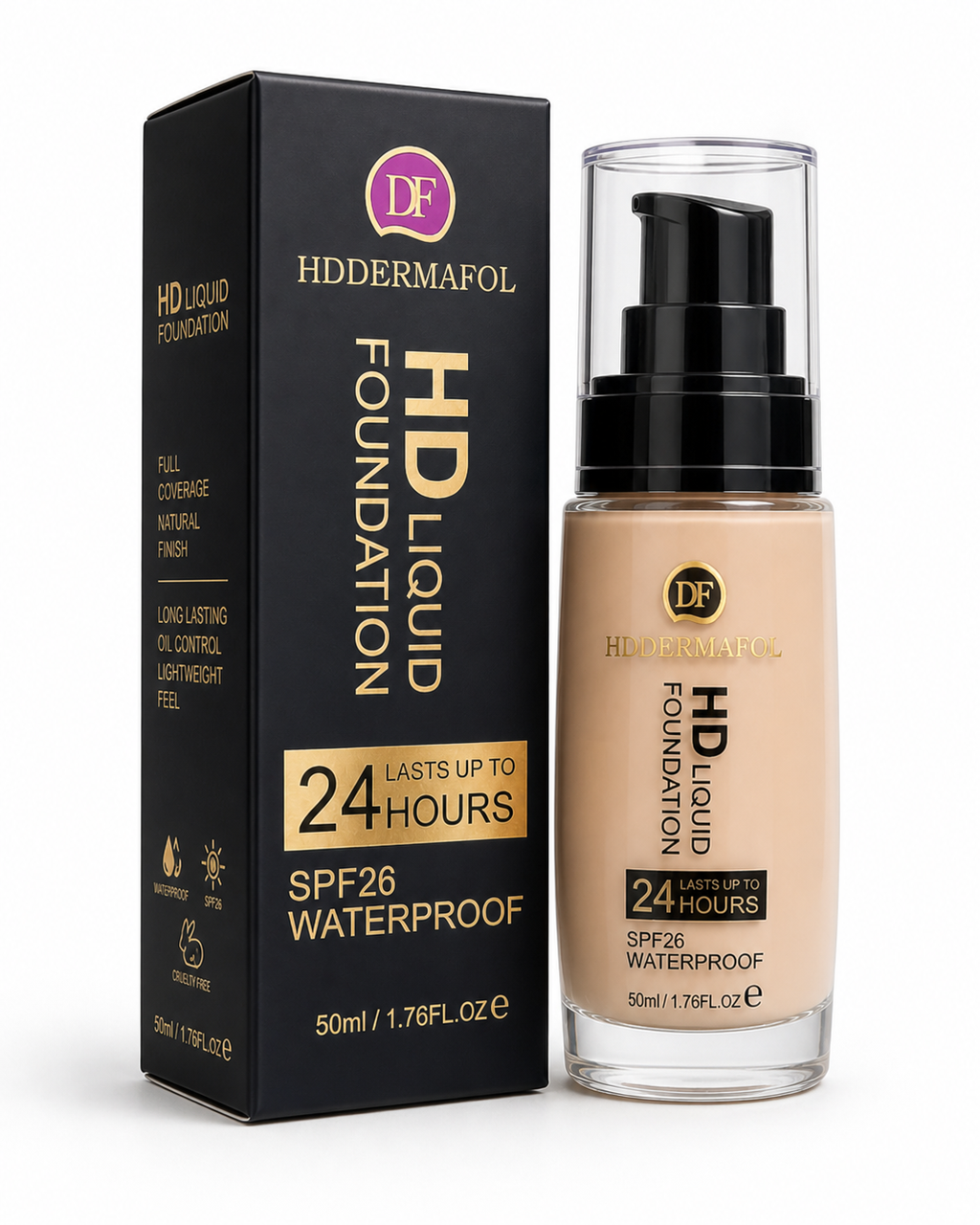 HD Dermafol HD Liquid Foundation – SPF 26 Waterproof