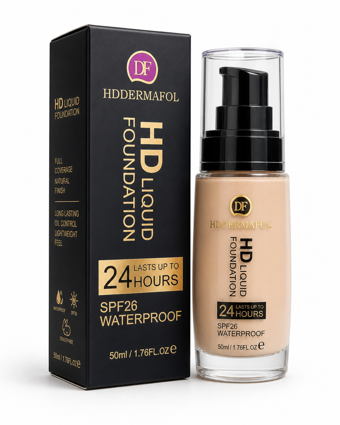 HD Dermafol HD Liquid Foundation – SPF 26 Waterproof