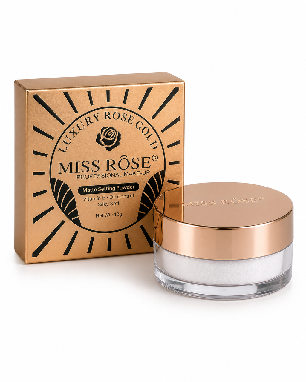 Miss Rose Luxury Rose Gold Matte Setting Powder – 12g