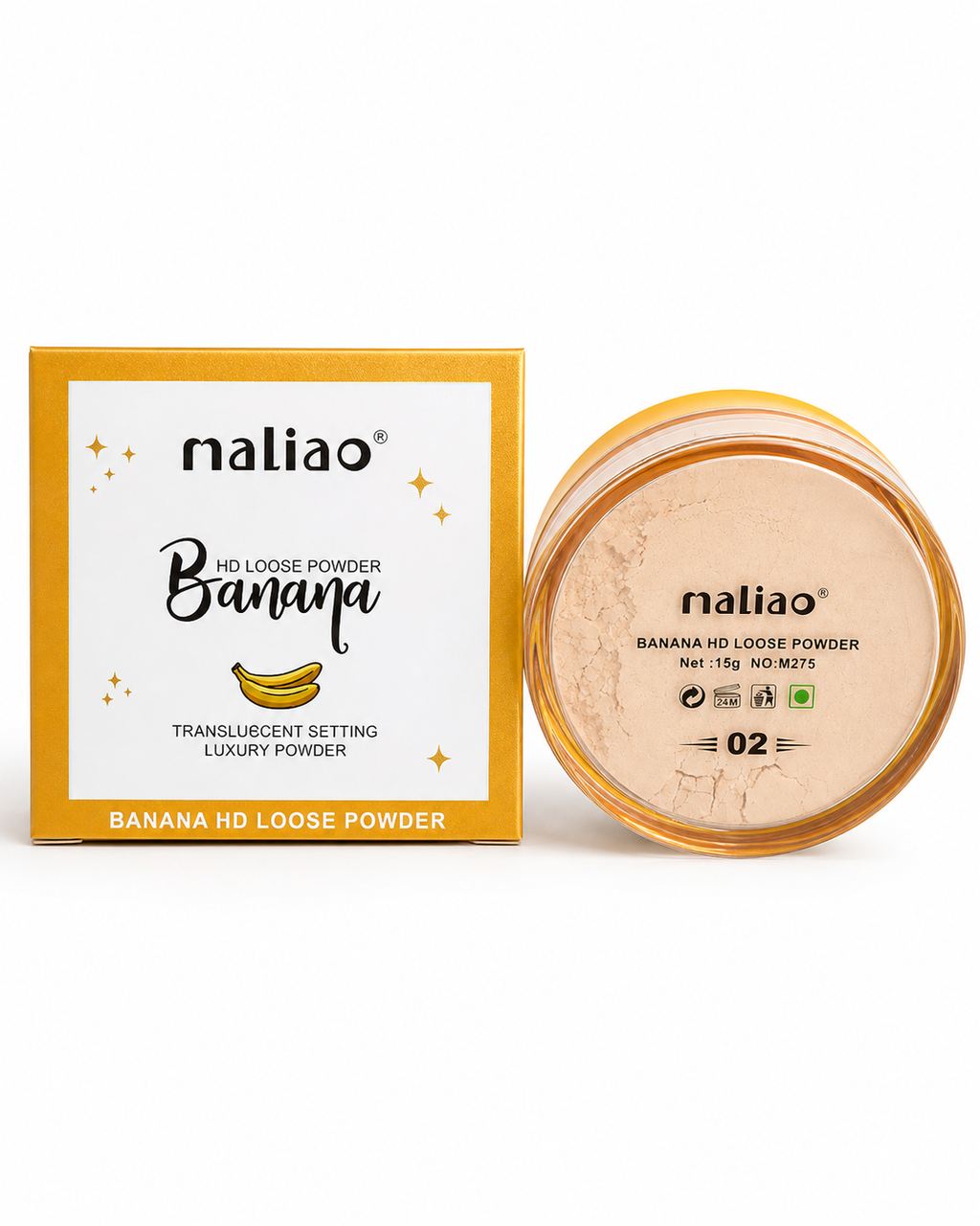Maliao Banana HD Loose Powder – Translucent Setting Powder, 15g