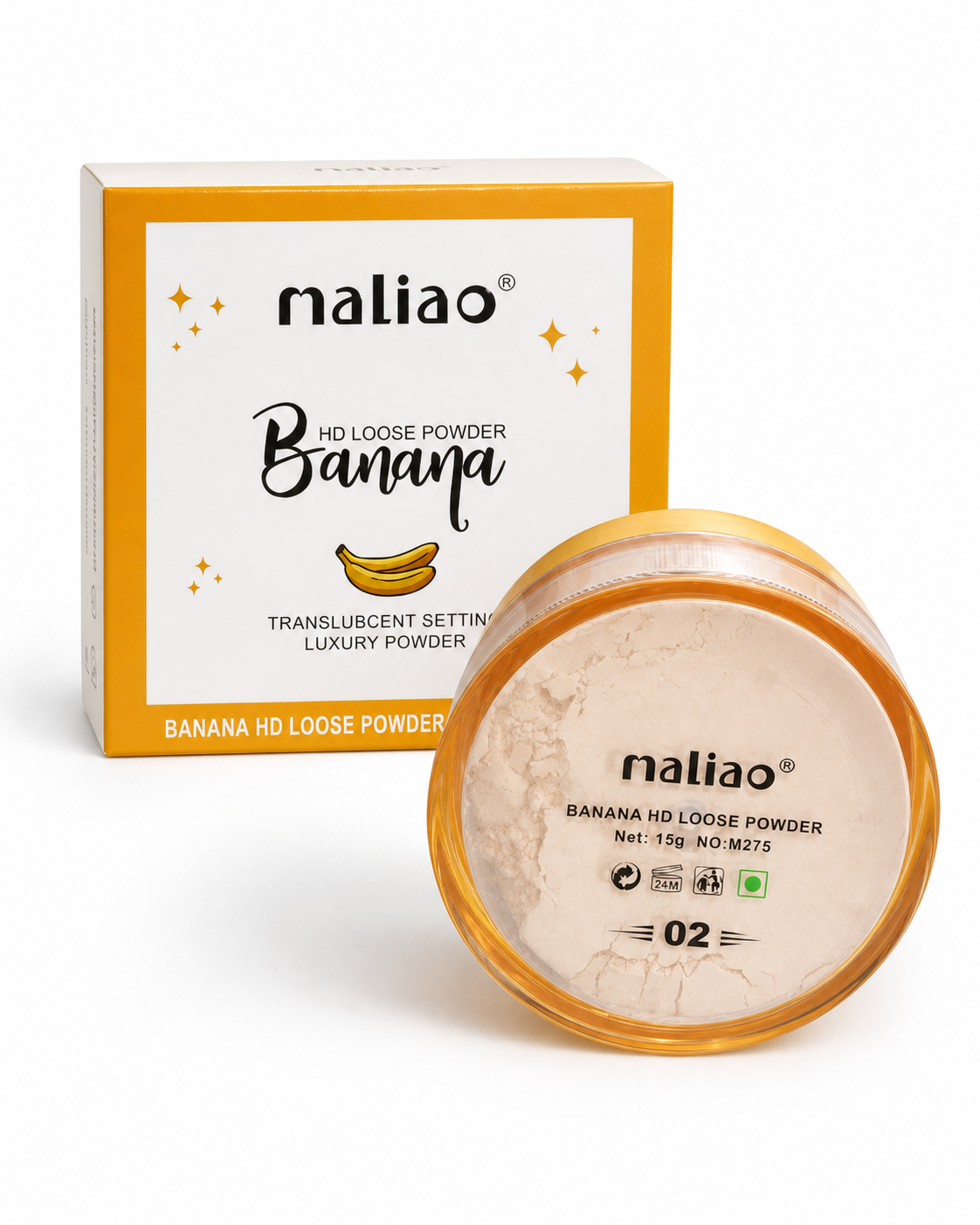 Maliao Banana HD Loose Powder – Translucent Setting Powder, 15g