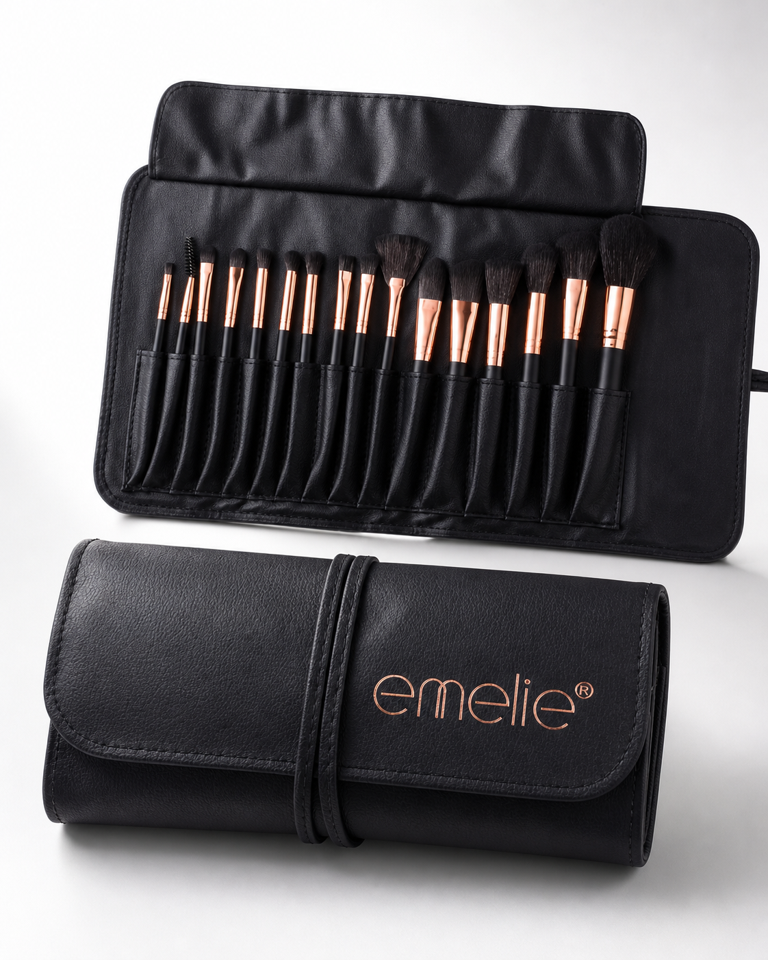 Emelie Professional Makeup Brush Set with Leather Pouch