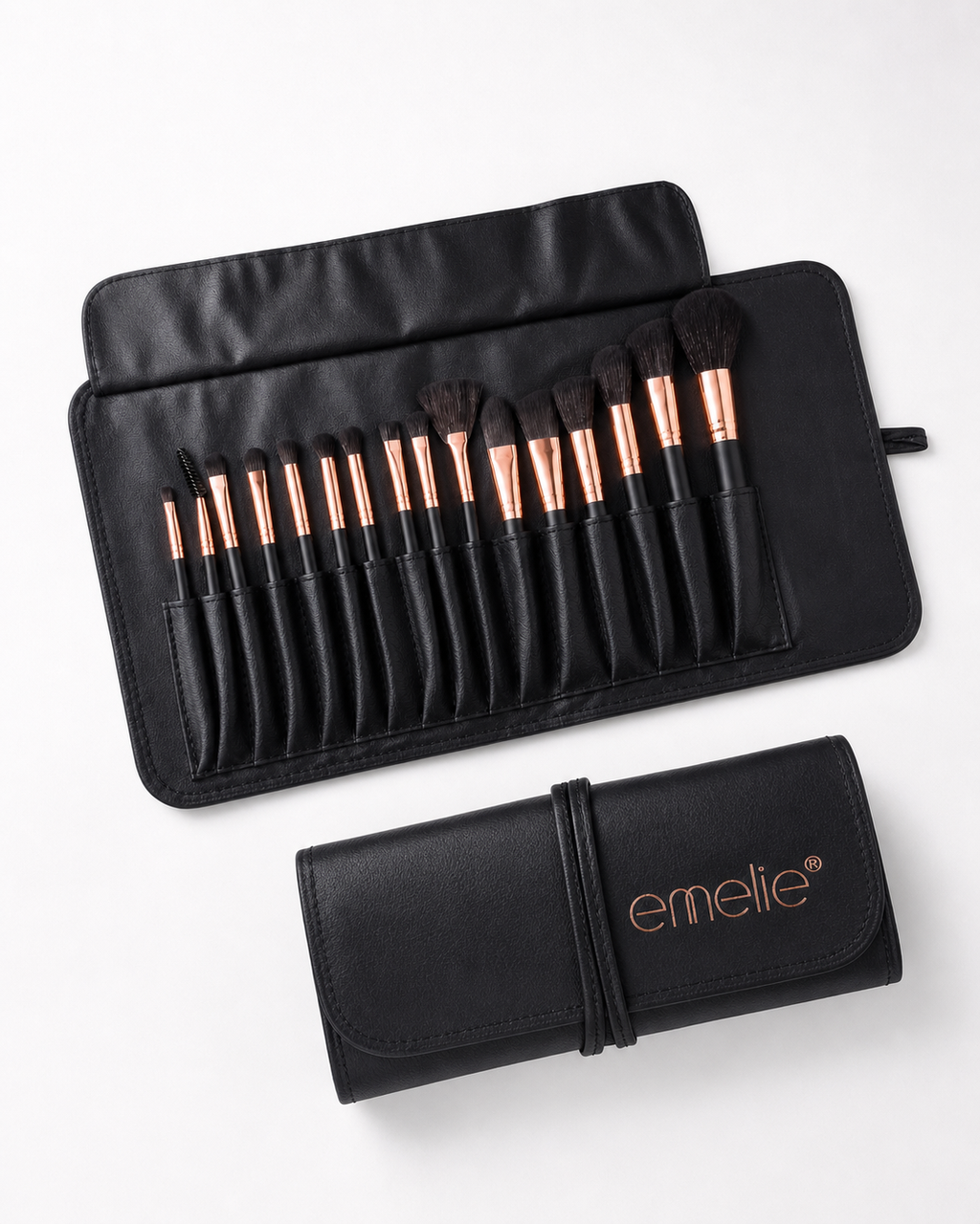 Emelie Professional Makeup Brush Set with Leather Pouch