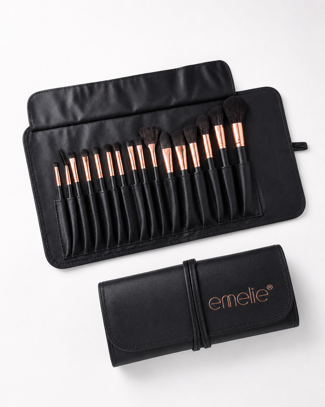Emelie Professional Makeup Brush Set with Leather Pouch