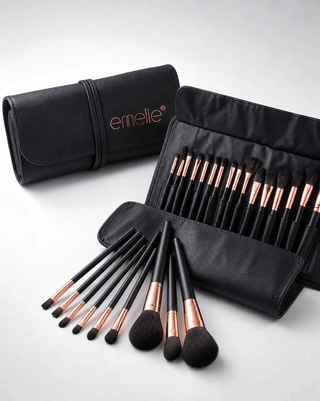 Emelie Professional Makeup Brush Set with Leather Pouch