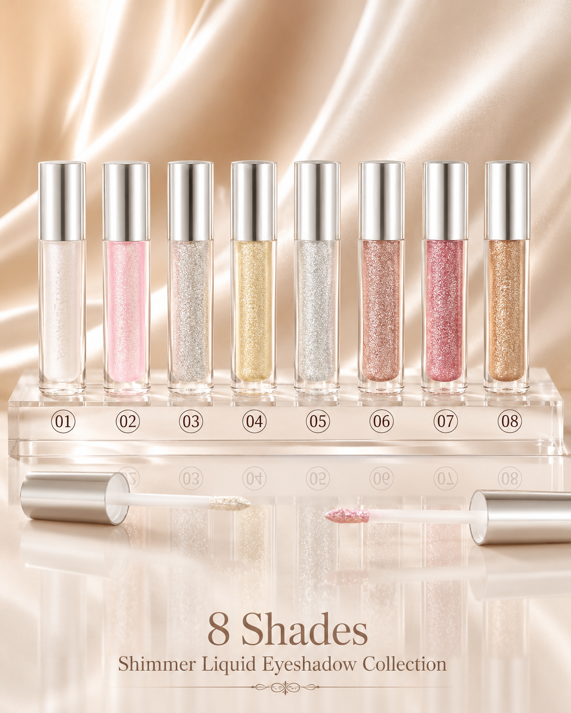 Shimmer Glitter Liquid Eyeshadow – 8 Shades Sparkle Makeup