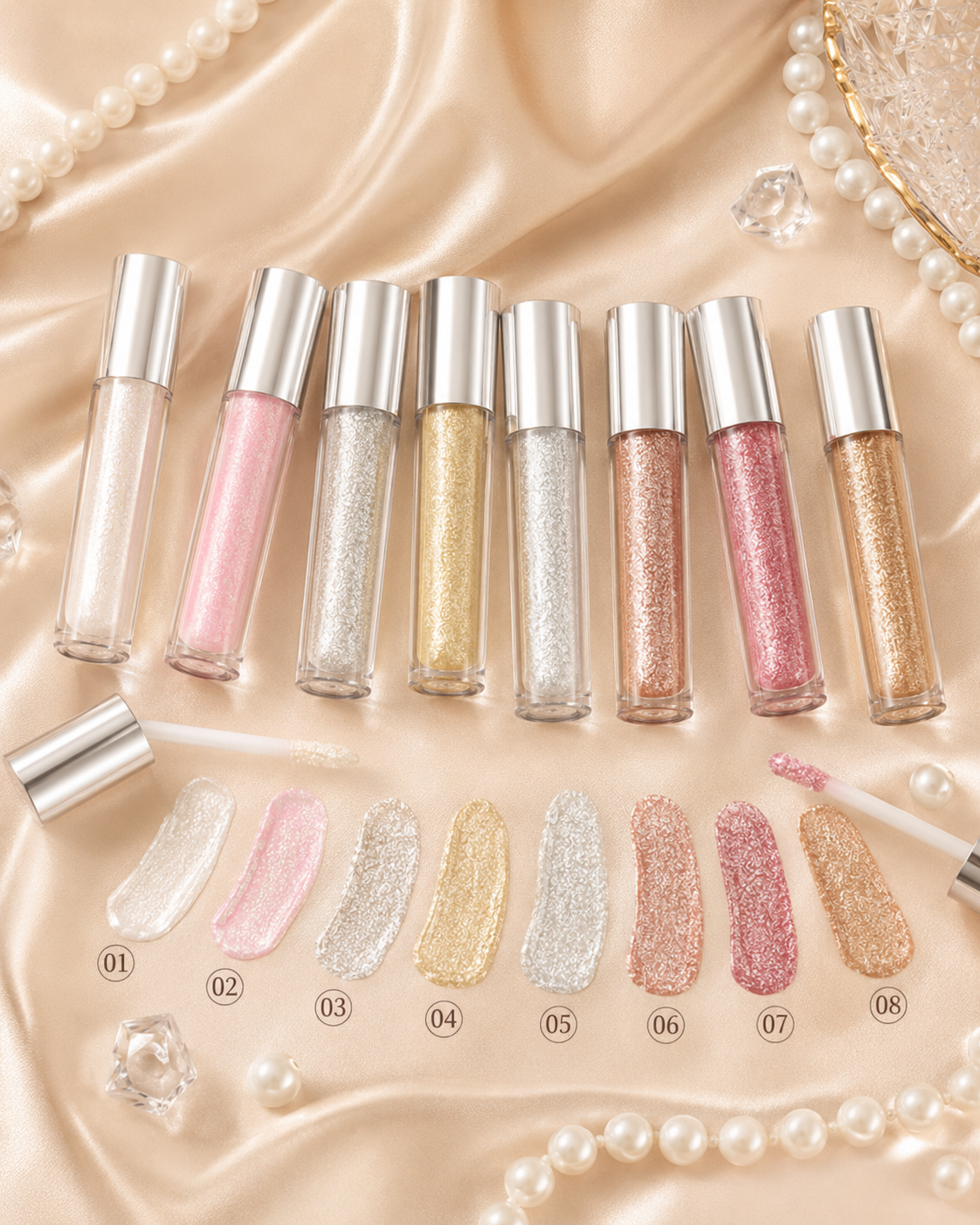 Shimmer Glitter Liquid Eyeshadow – 8 Shades Sparkle Makeup